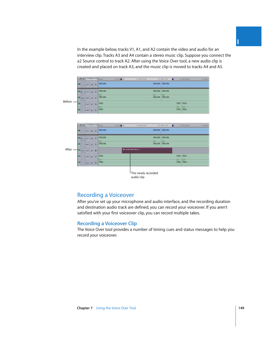 Recording a voiceover, Recording a voiceover clip, P. 149) | Apple Final Cut Pro 6 User Manual | Page 934 / 2033