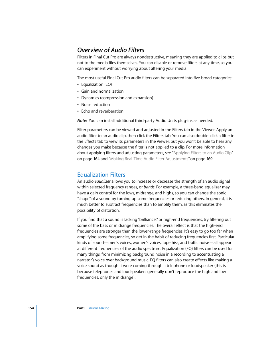 Overview of audio filters, Equalization filters, P. 154) | Apple Final Cut Pro 6 User Manual | Page 939 / 2033