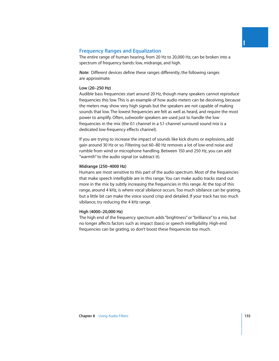 Frequency ranges and equalization | Apple Final Cut Pro 6 User Manual | Page 940 / 2033