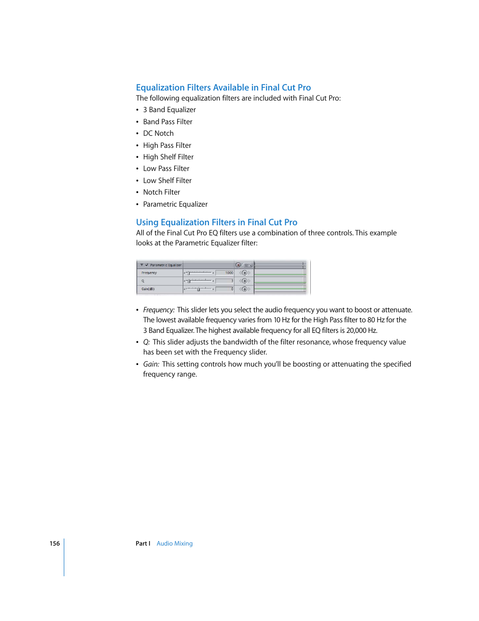 Equalization filters available in finalcutpro, Using equalization filters in finalcutpro | Apple Final Cut Pro 6 User Manual | Page 941 / 2033