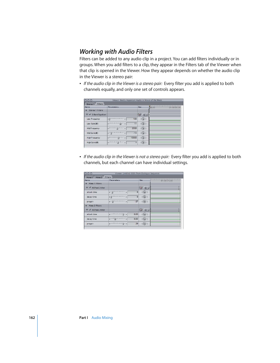Working with audio filters, P. 162) | Apple Final Cut Pro 6 User Manual | Page 947 / 2033