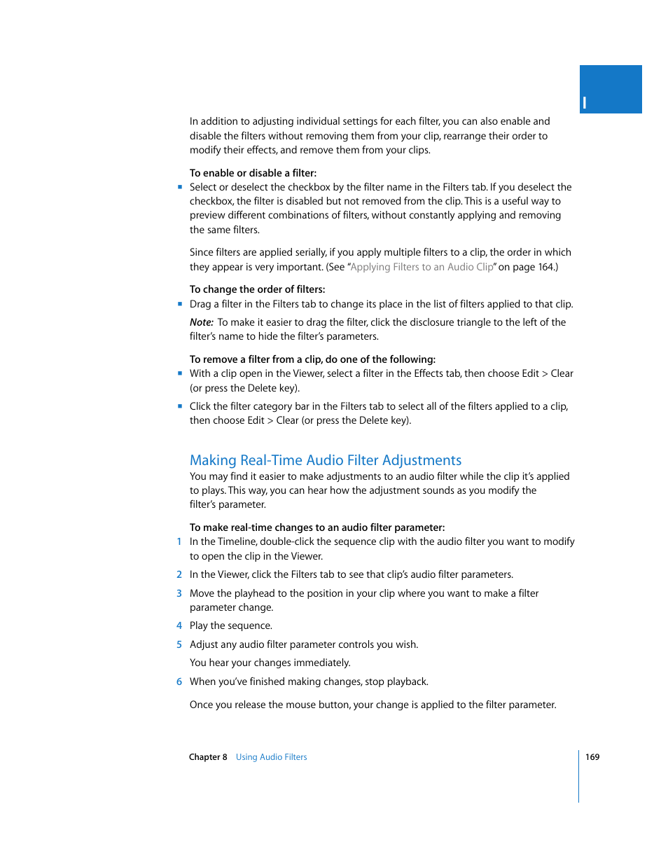 Making real-time audio filter adjustments | Apple Final Cut Pro 6 User Manual | Page 954 / 2033