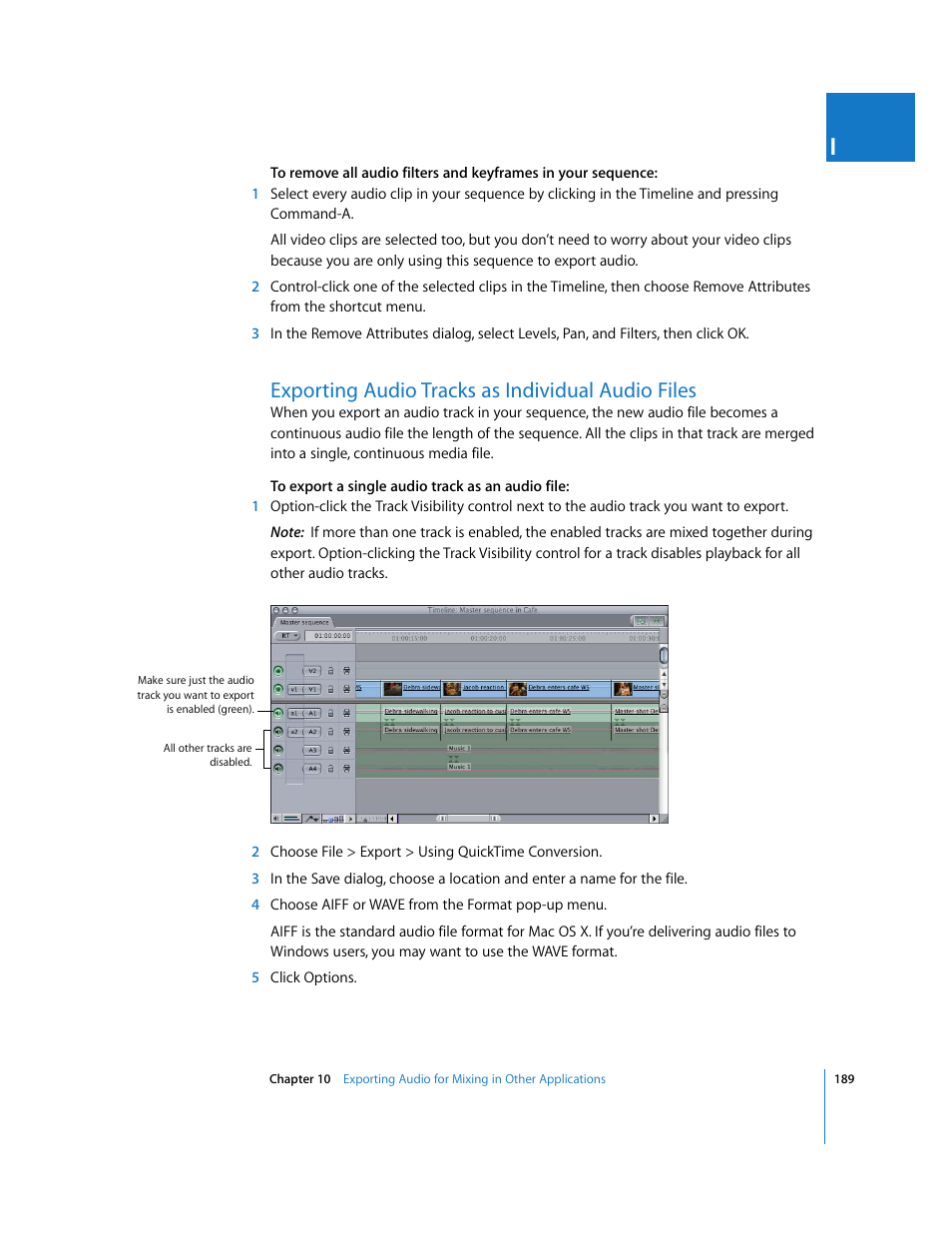Exporting audio tracks as individual audio files | Apple Final Cut Pro 6 User Manual | Page 974 / 2033
