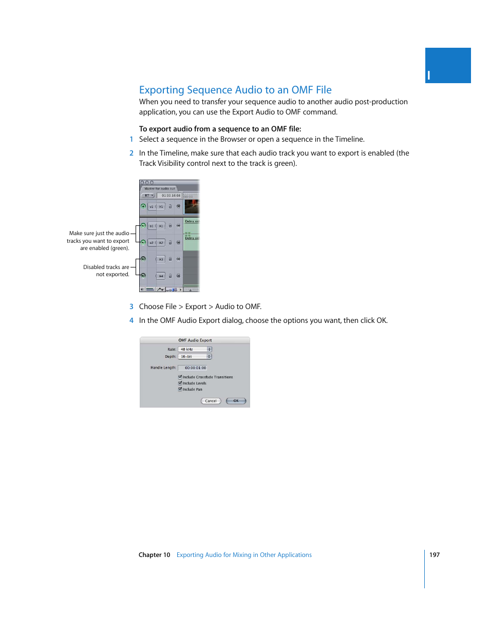 Exporting sequence audio to an omf file | Apple Final Cut Pro 6 User Manual | Page 982 / 2033