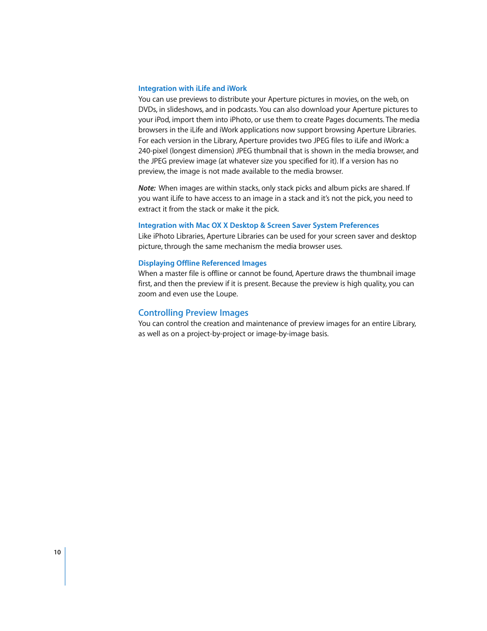 Controlling preview images | Apple Aperture Late-Breaking News User Manual | Page 10 / 32