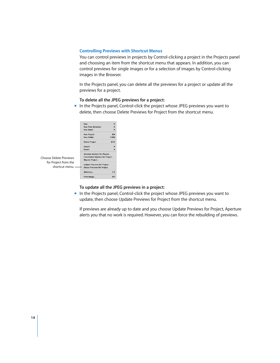 Controlling previews with shortcut menus | Apple Aperture Late-Breaking News User Manual | Page 14 / 32