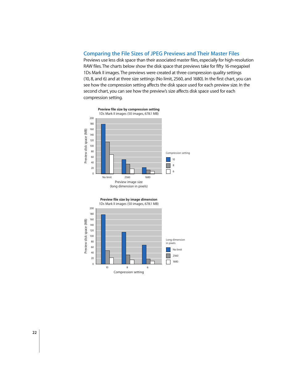 Comparing the file, Sizes of jpeg previews and their master files | Apple Aperture Late-Breaking News User Manual | Page 22 / 32