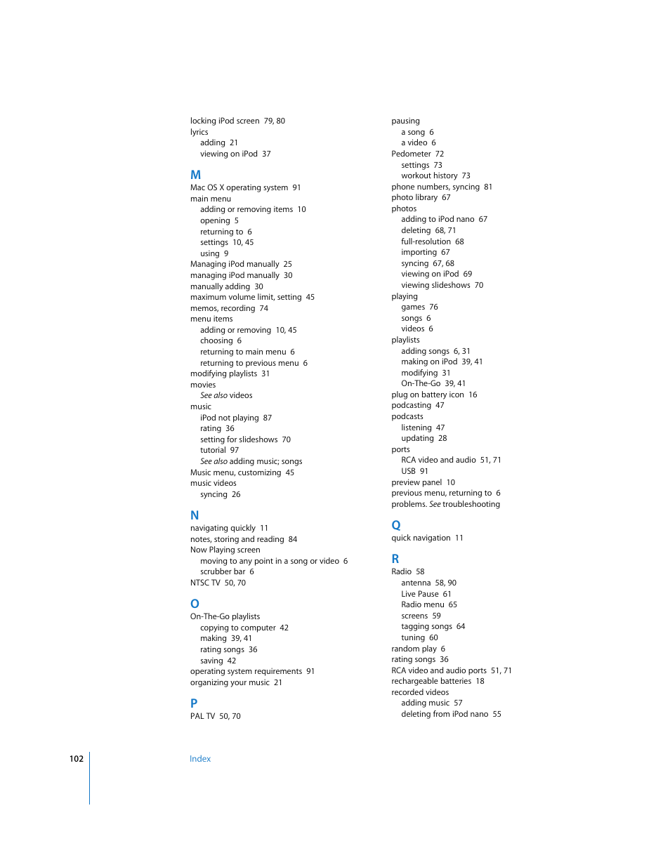 Apple iPod nano (5th generation) User Manual | Page 102 / 104