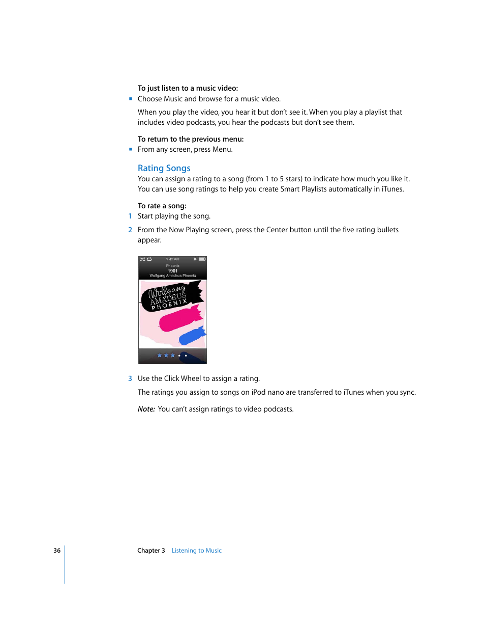Rating songs | Apple iPod nano (5th generation) User Manual | Page 36 / 104