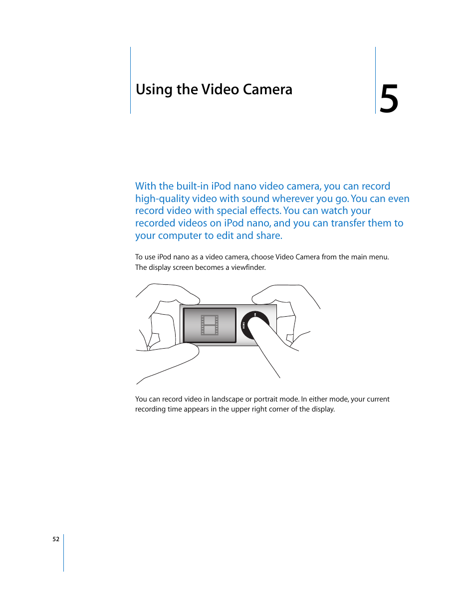 Using the video camera, Chapter 5 | Apple iPod nano (5th generation) User Manual | Page 52 / 104