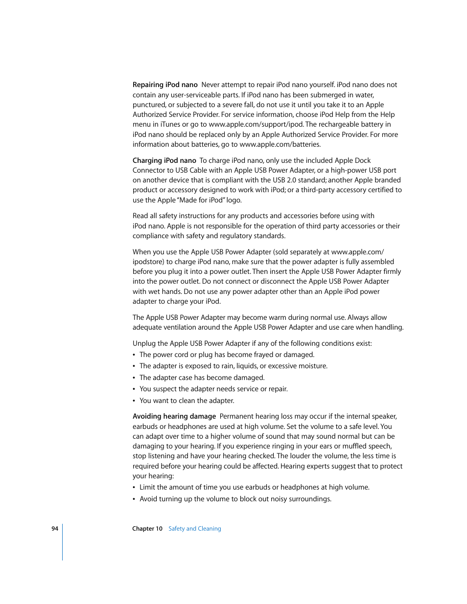 Apple iPod nano (5th generation) User Manual | Page 94 / 104