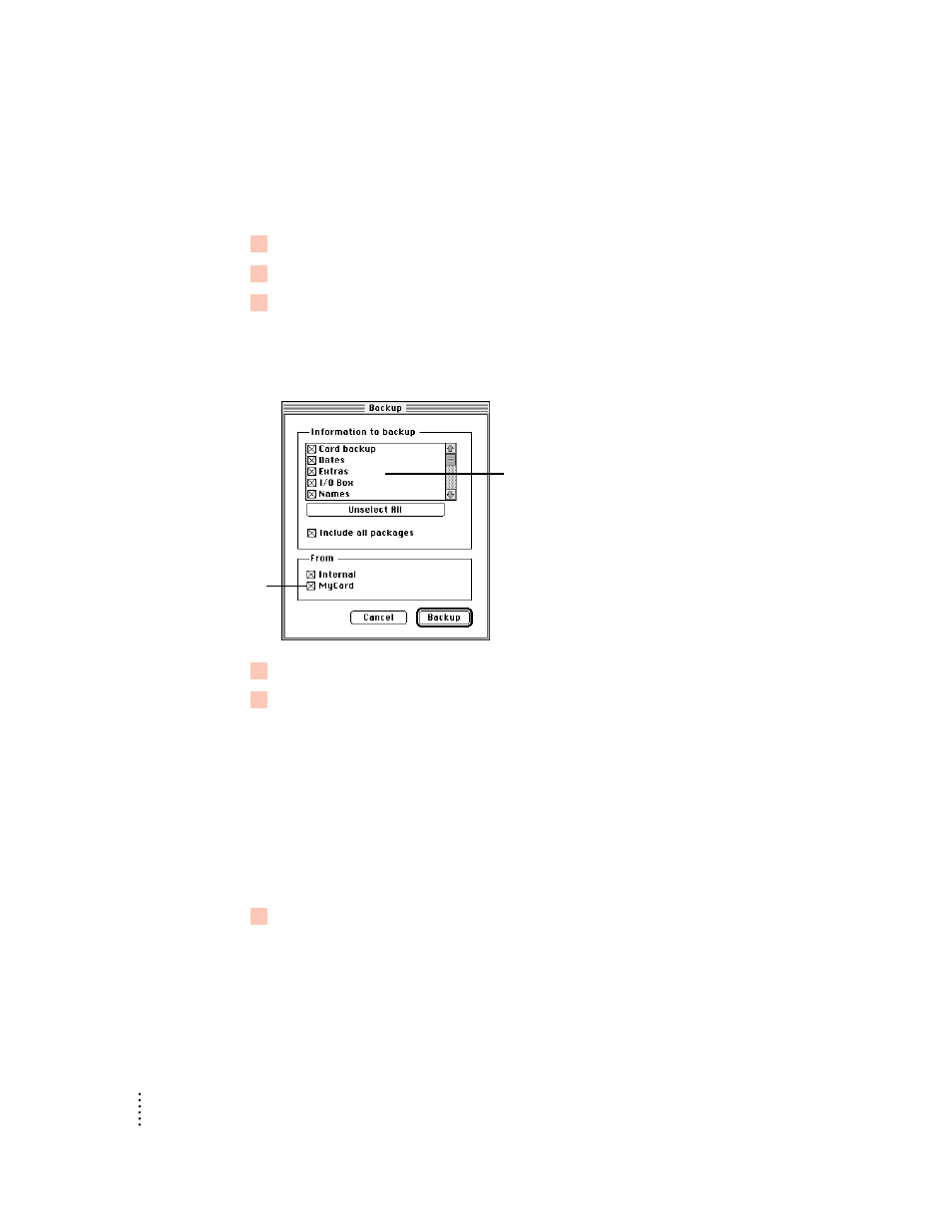 Changing the location of the backups folder, Backing up a storage card | Apple Newton Backup Utility (for Macintosh) User Manual | Page 20 / 39
