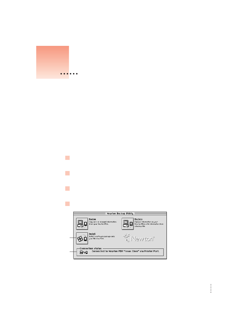 Installing packages | Apple Newton Backup Utility (for Macintosh) User Manual | Page 25 / 39
