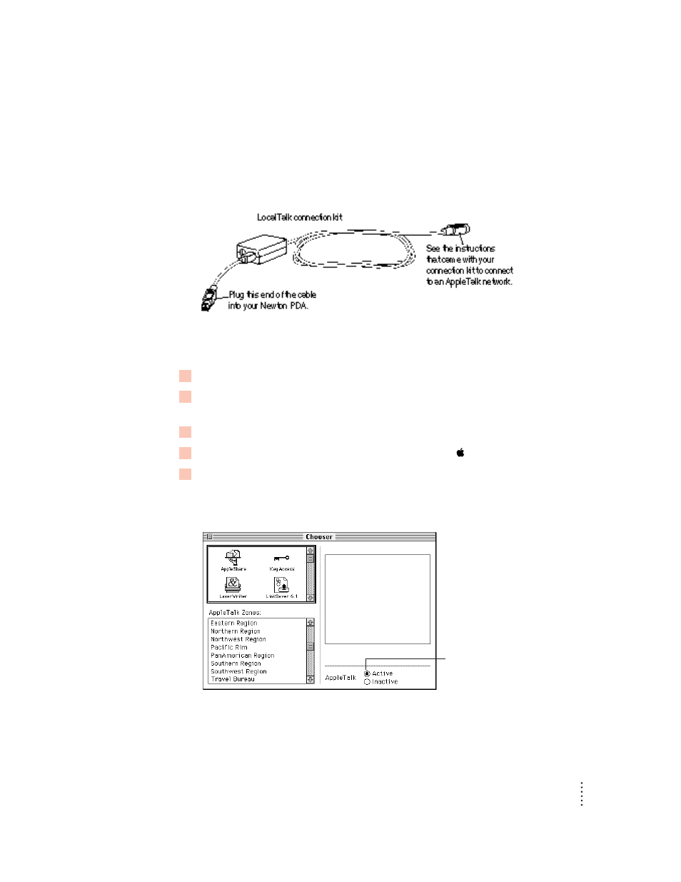Connecting over an appletalk network | Apple Newton Backup Utility (for Macintosh) User Manual | Page 7 / 39