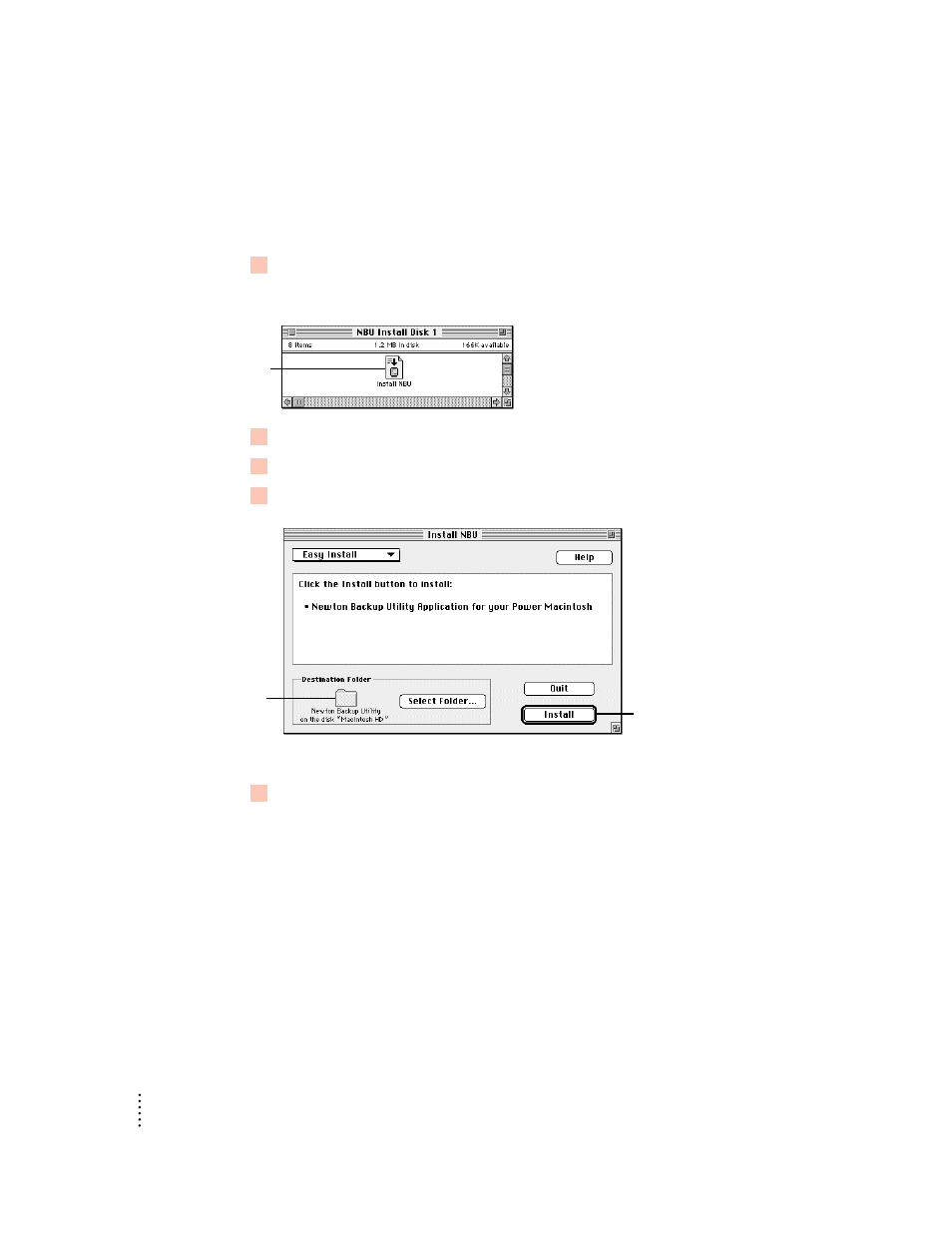 Installing the newton backup utility | Apple Newton Backup Utility (for Macintosh) User Manual | Page 8 / 39