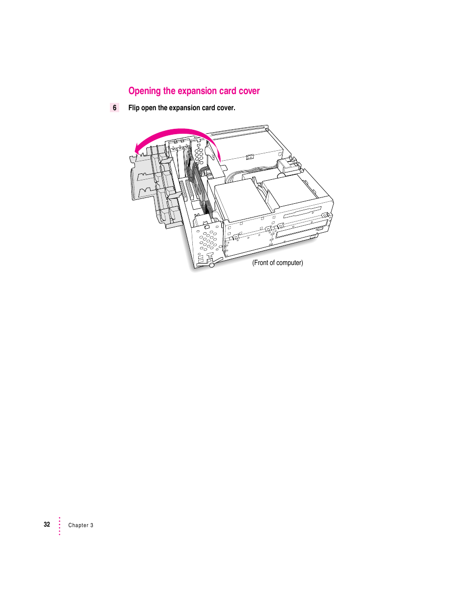 Opening the expansion card cover | Apple PC Serial and Parallel Card User Manual | Page 32 / 84