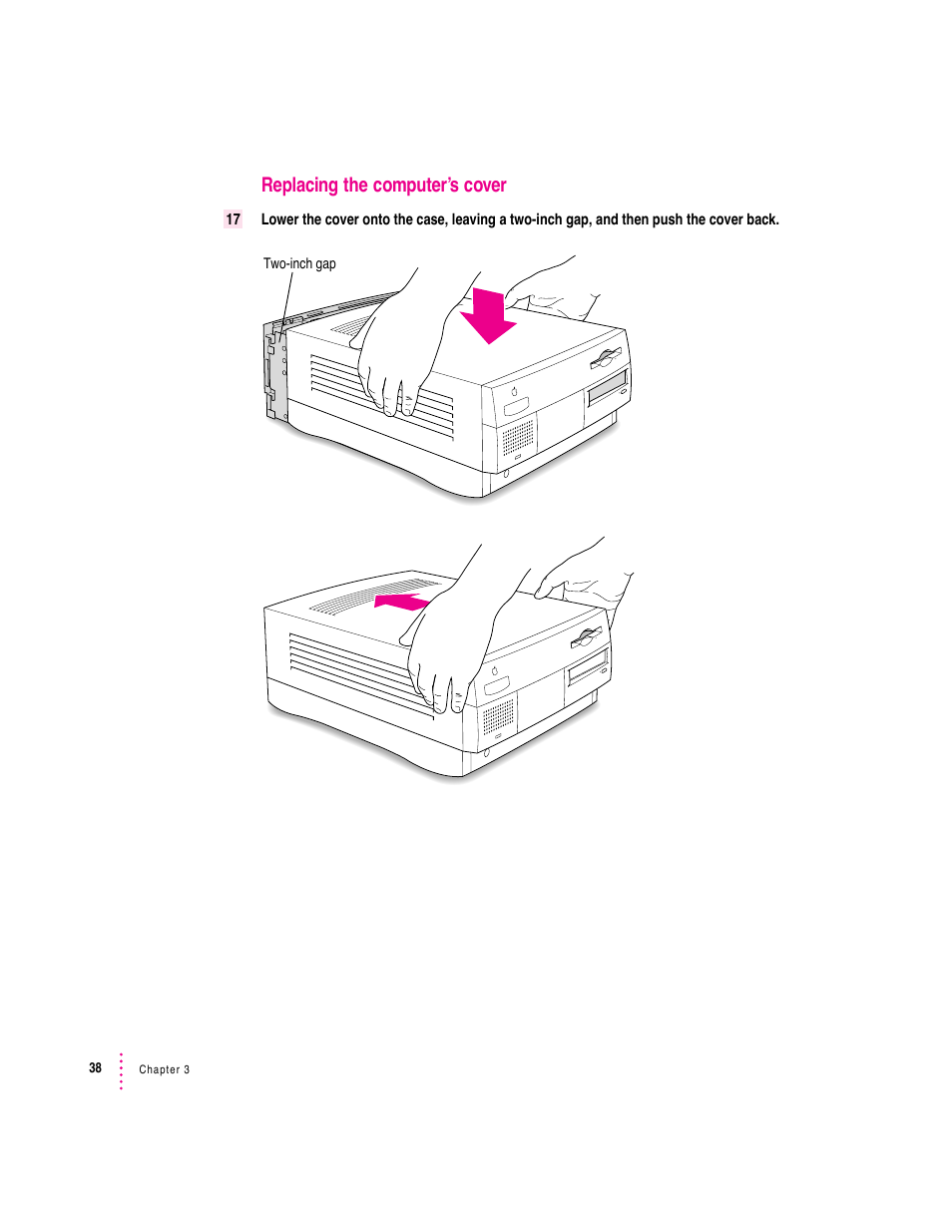 Replacing the computer’s cover | Apple PC Serial and Parallel Card User Manual | Page 38 / 84