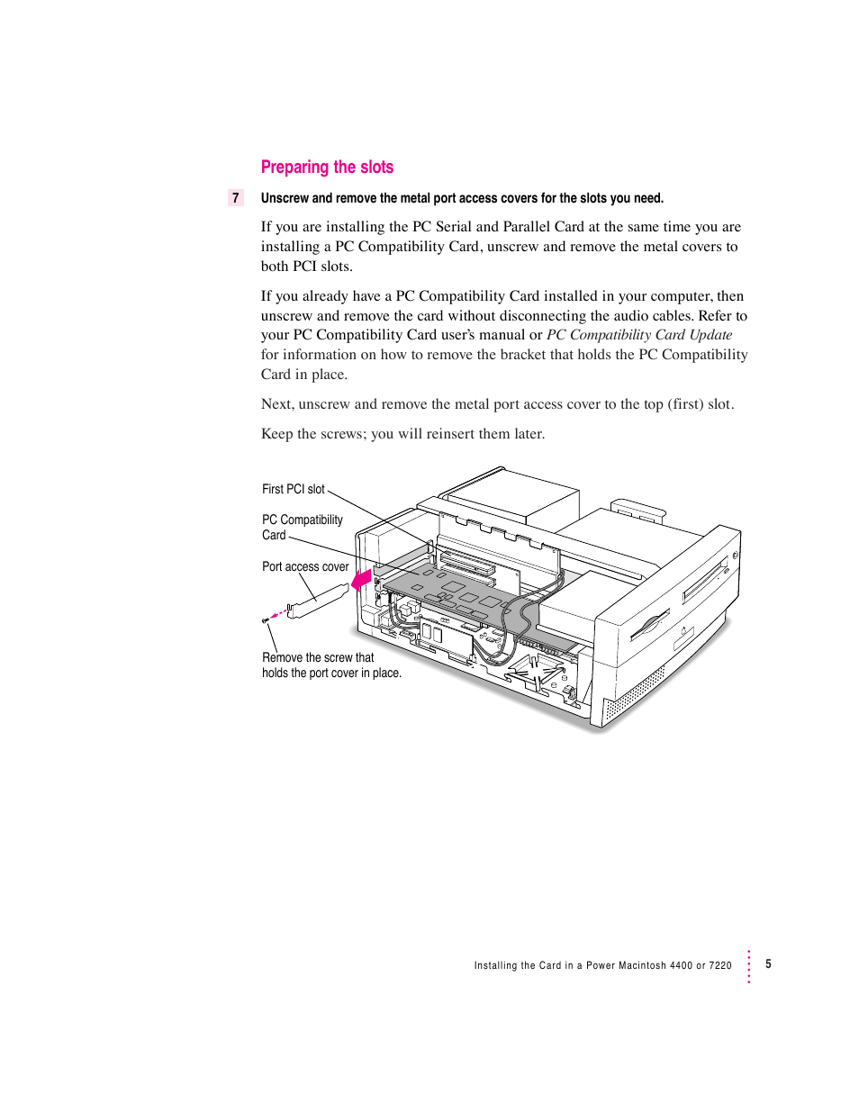 Preparing the slots | Apple PC Serial and Parallel Card User Manual | Page 5 / 84