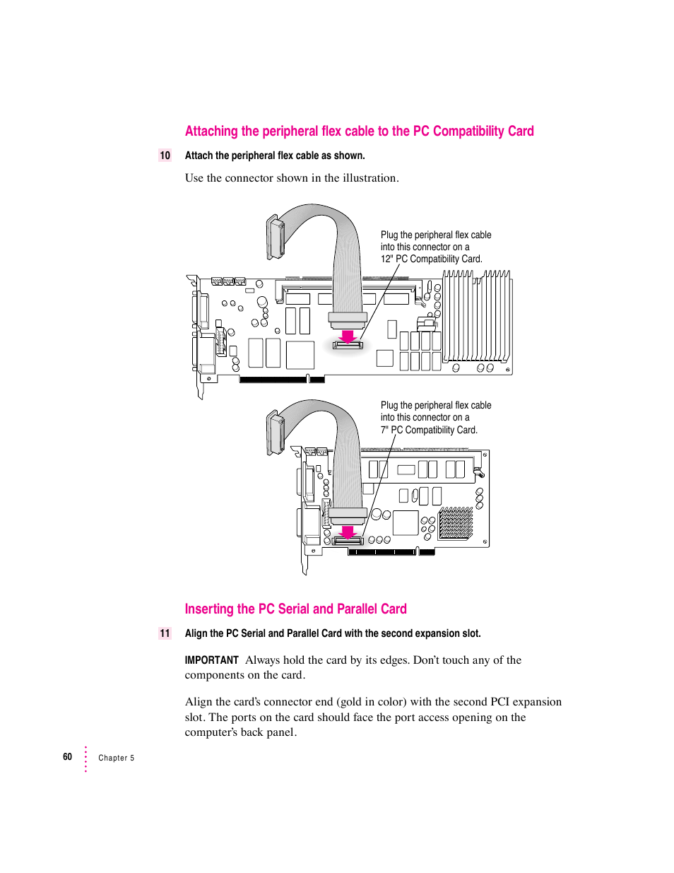 Inserting the pc serial and parallel card | Apple PC Serial and Parallel Card User Manual | Page 60 / 84