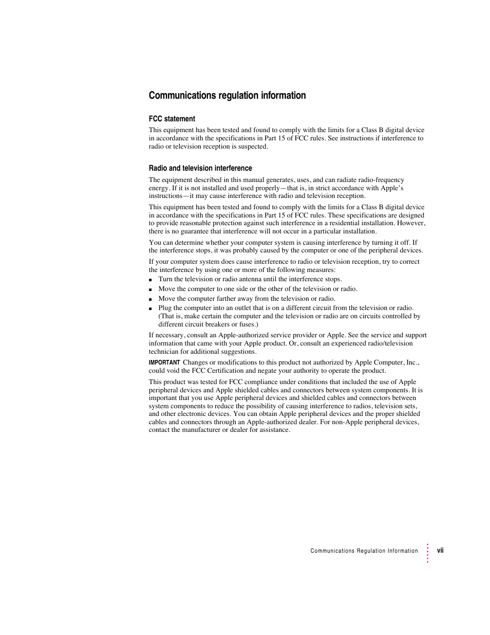 Communications regulation information | Apple PC Serial and Parallel Card User Manual | Page 81 / 84