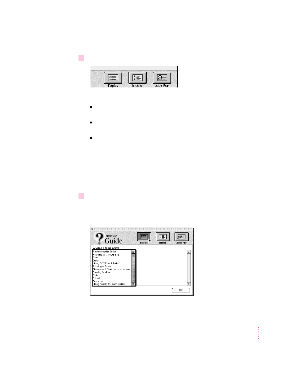 Getting answers with the topics button | Apple PowerBook (Duo, 2300 Series) User Manual | Page 34 / 161