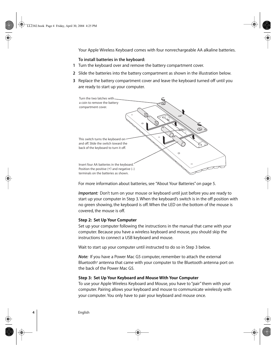 Apple Wireless Keyboard and Mouse User Manual | Page 4 / 20