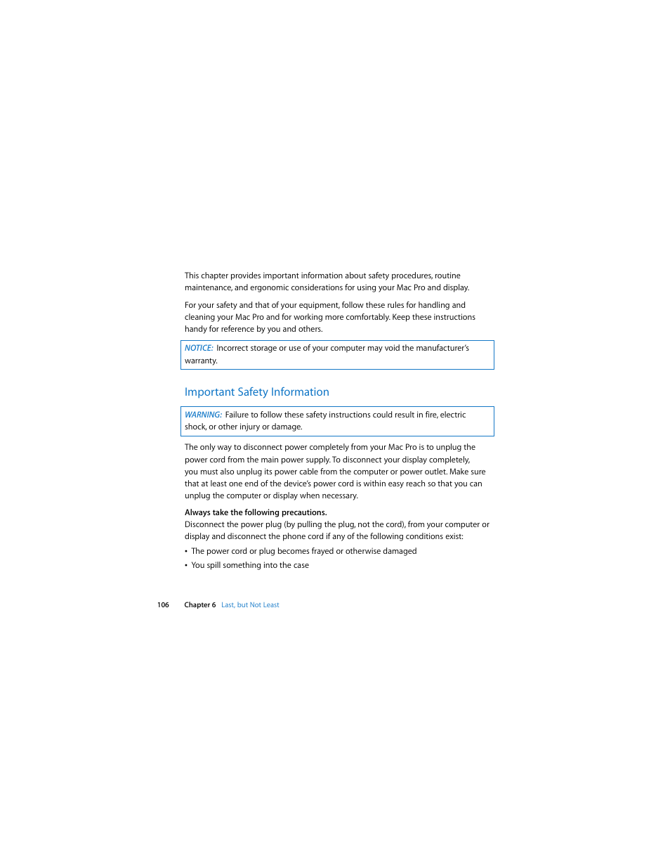 Important safety information | Apple Mac Pro (Early 2009) User Manual | Page 106 / 124