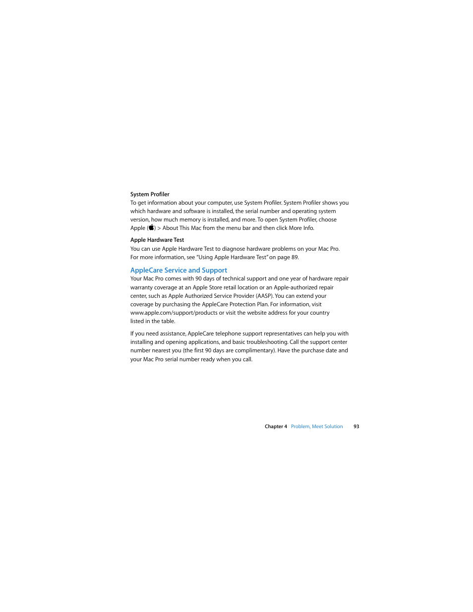 Applecare service and support | Apple Mac Pro (Early 2009) User Manual | Page 93 / 124