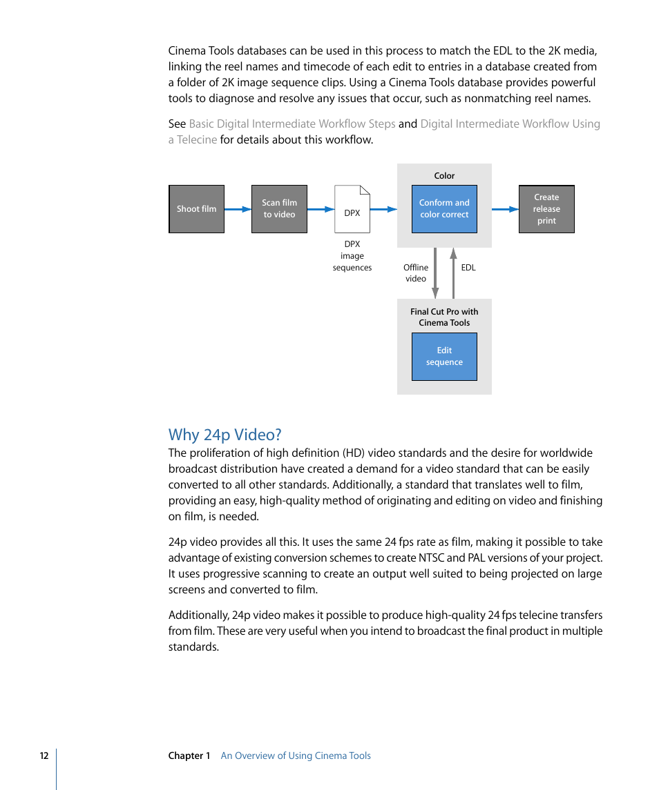 Why 24p video | Apple Cinema Tools 4 User Manual | Page 12 / 258