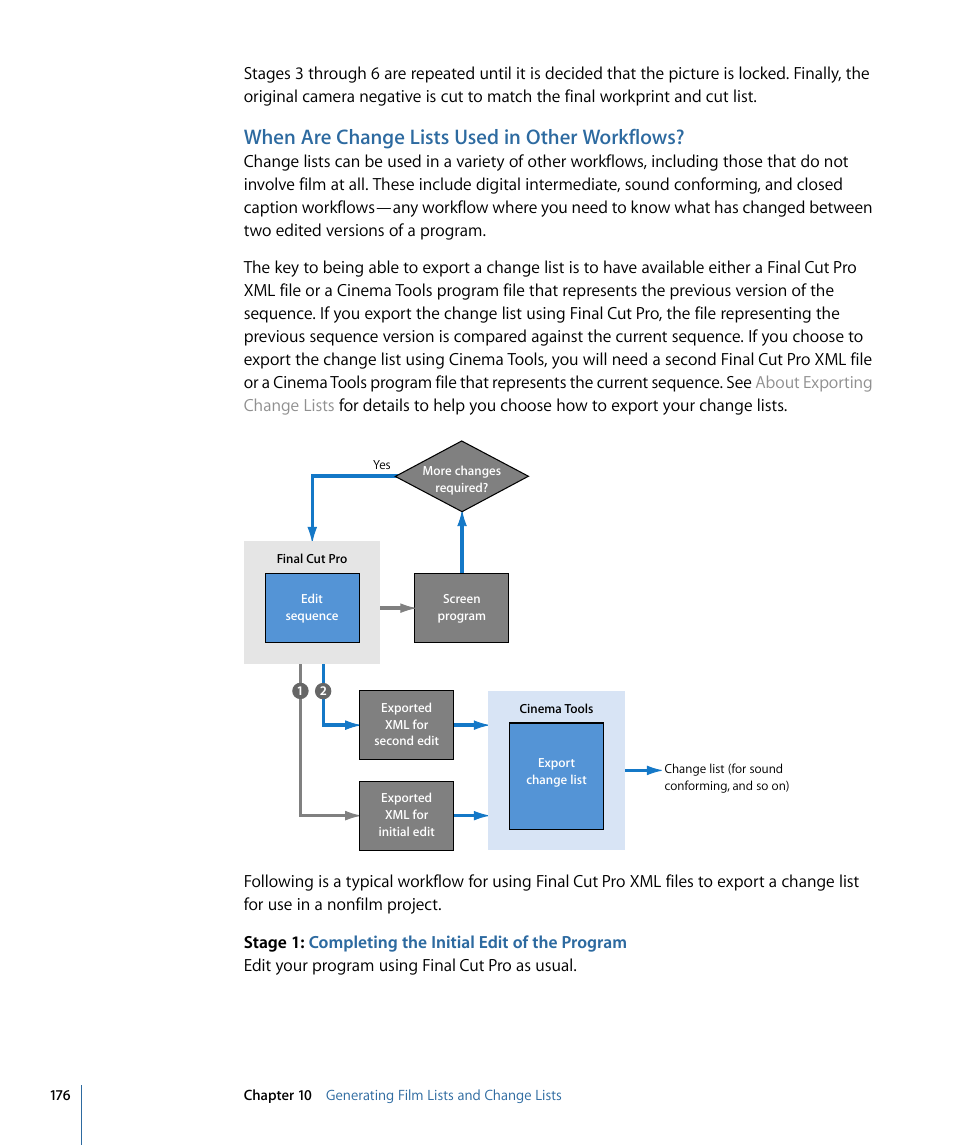 When are change lists used in other workflows | Apple Cinema Tools 4 User Manual | Page 176 / 258