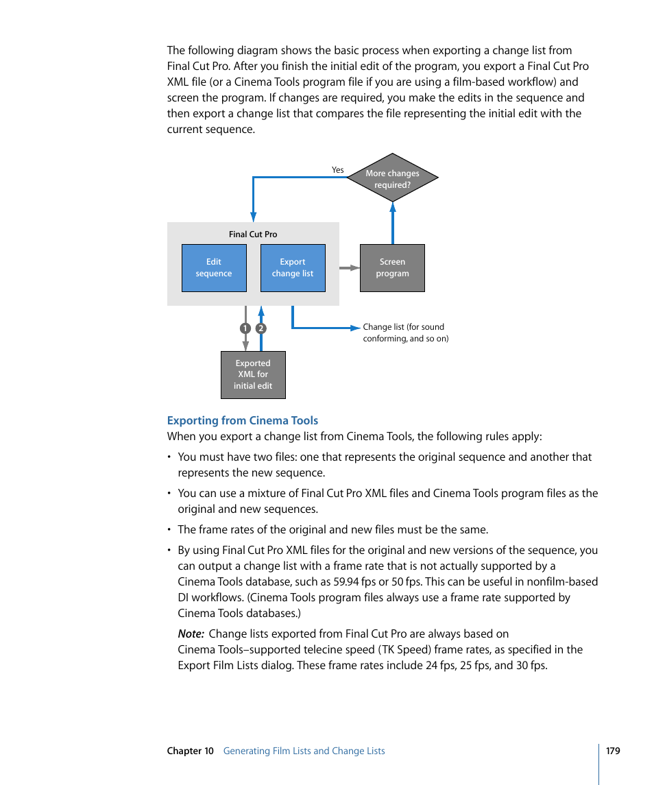Exporting from cinema tools | Apple Cinema Tools 4 User Manual | Page 179 / 258