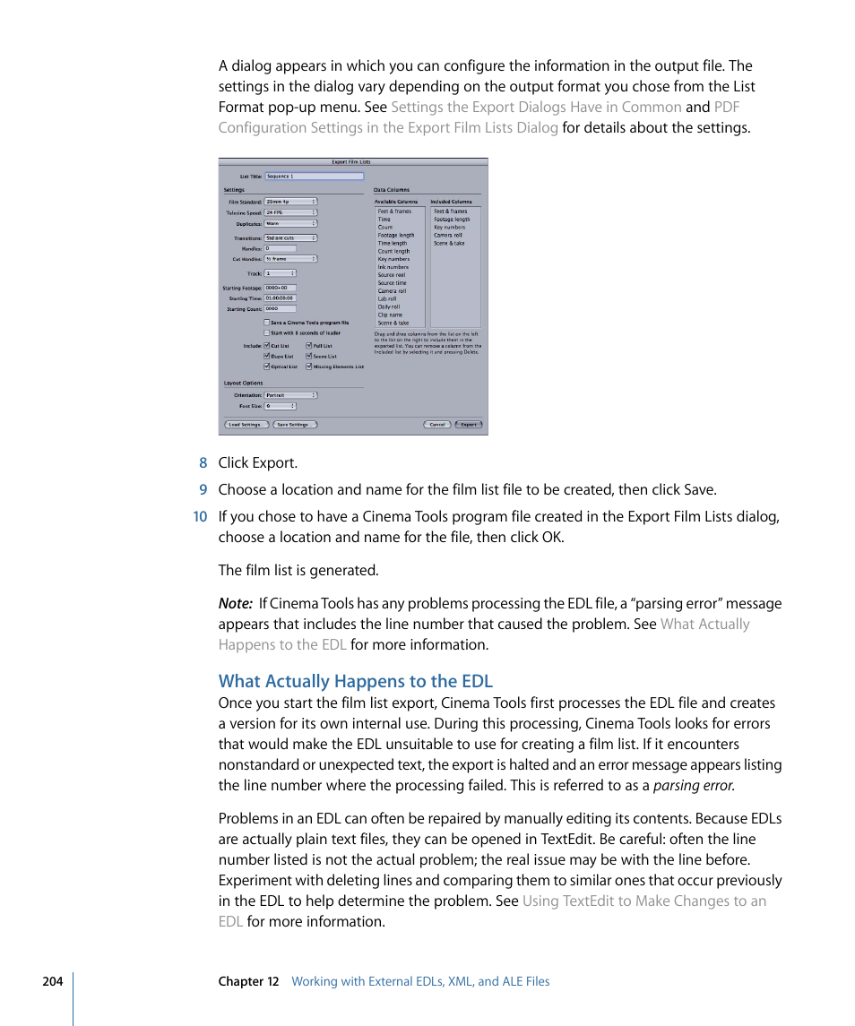 What actually happens to the edl | Apple Cinema Tools 4 User Manual | Page 204 / 258