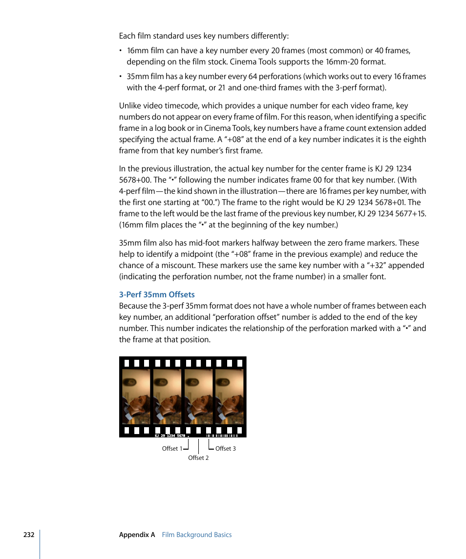 Perf 35mm offsets, Perf, 35mm offsets | Apple Cinema Tools 4 User Manual | Page 232 / 258