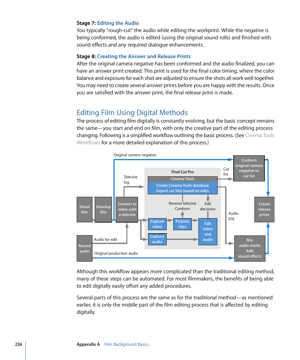 Editing film using digital methods | Apple Cinema Tools 4 User Manual | Page 236 / 258