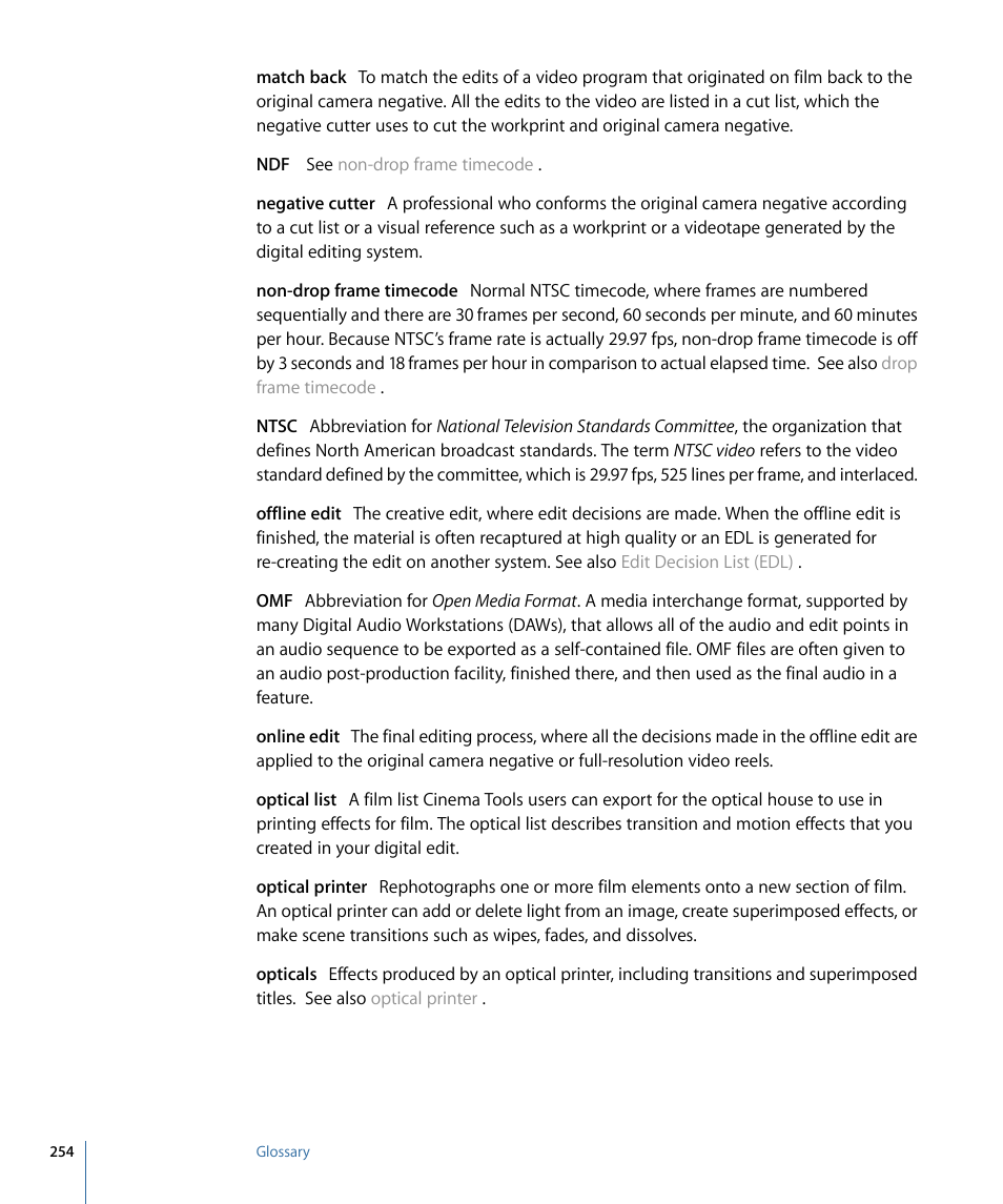 Non-drop frame, Timecode | Apple Cinema Tools 4 User Manual | Page 254 / 258