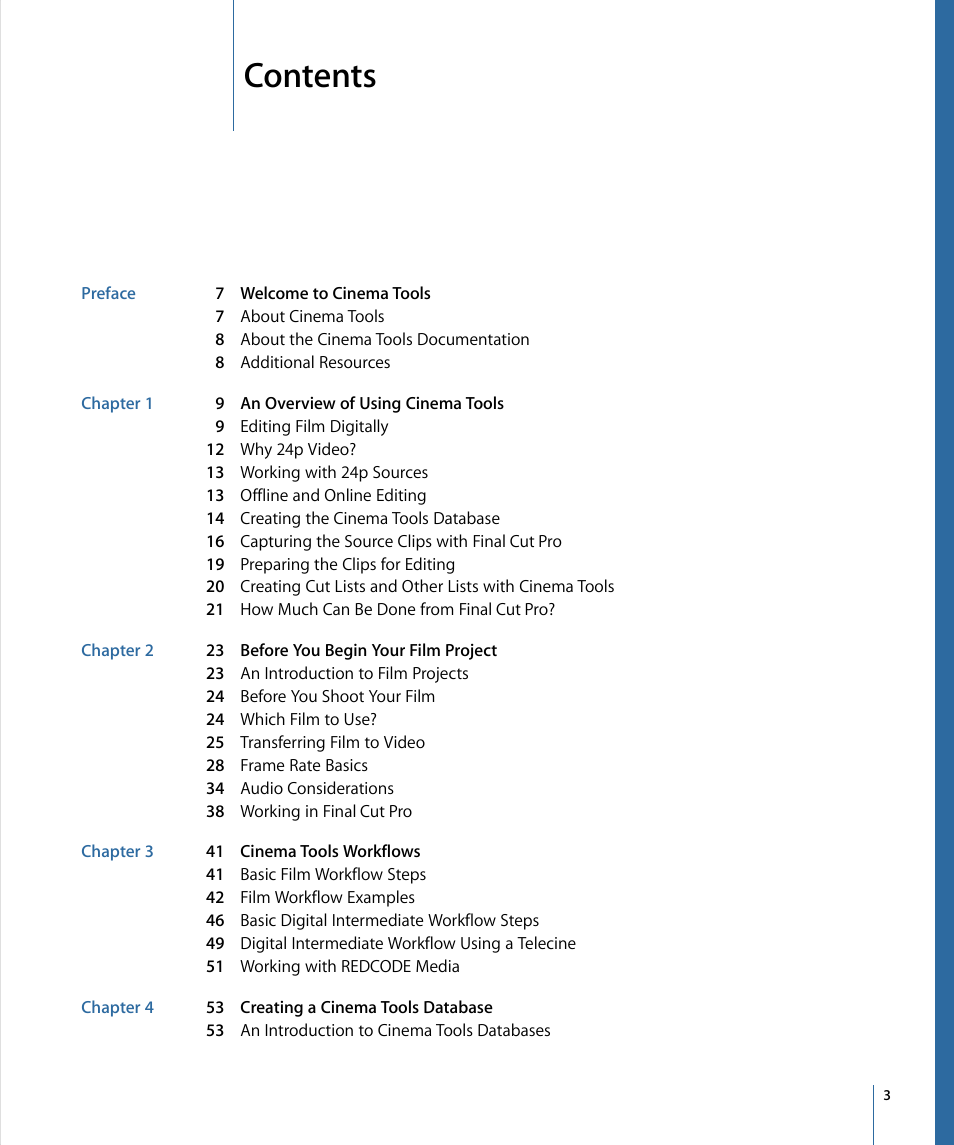 Apple Cinema Tools 4 User Manual | Page 3 / 258