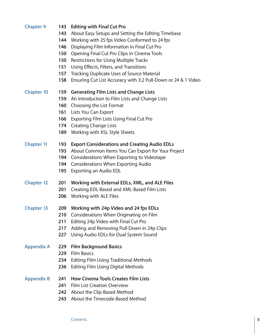 Apple Cinema Tools 4 User Manual | Page 5 / 258