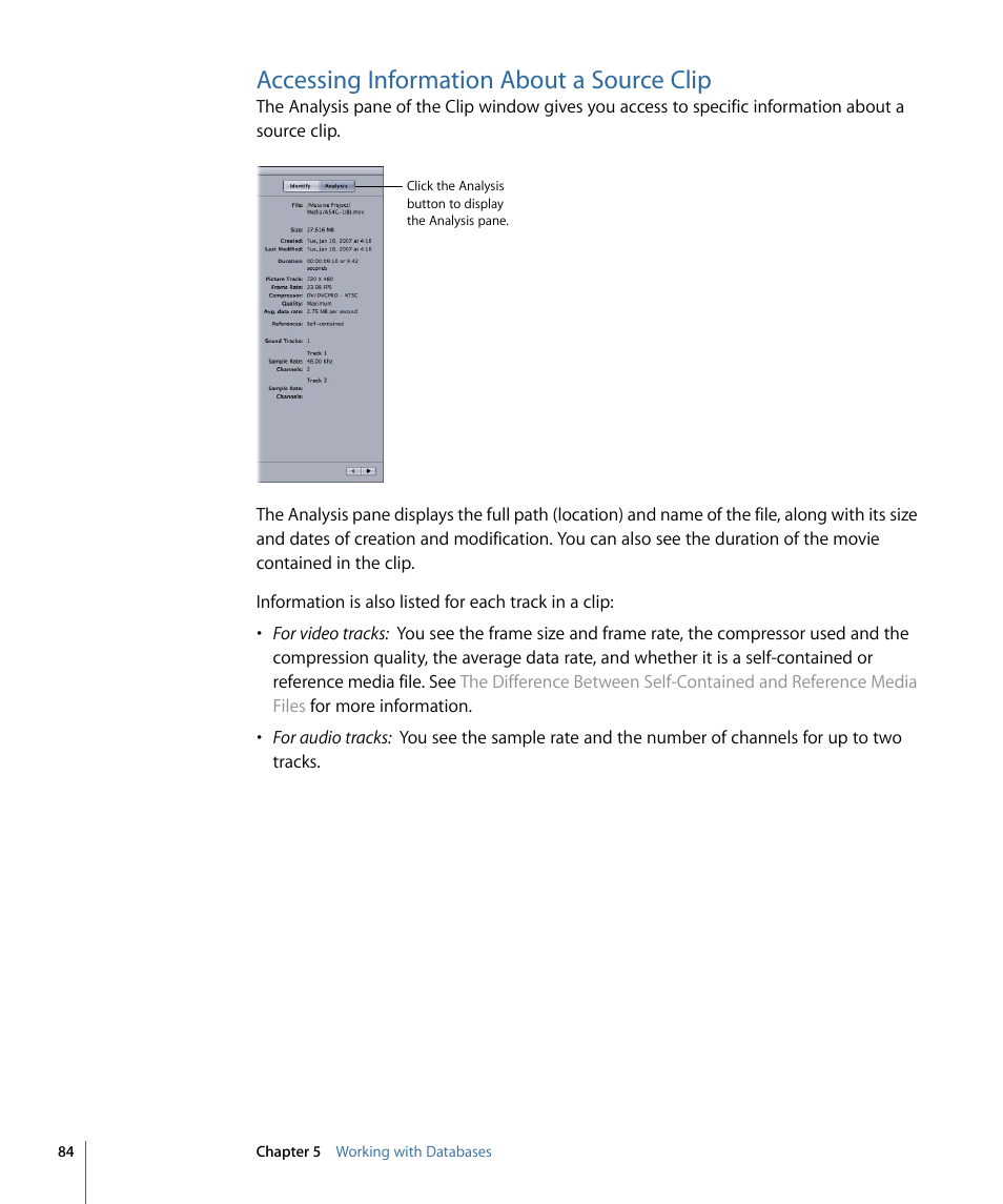 Accessing information about a source clip | Apple Cinema Tools 4 User Manual | Page 84 / 258