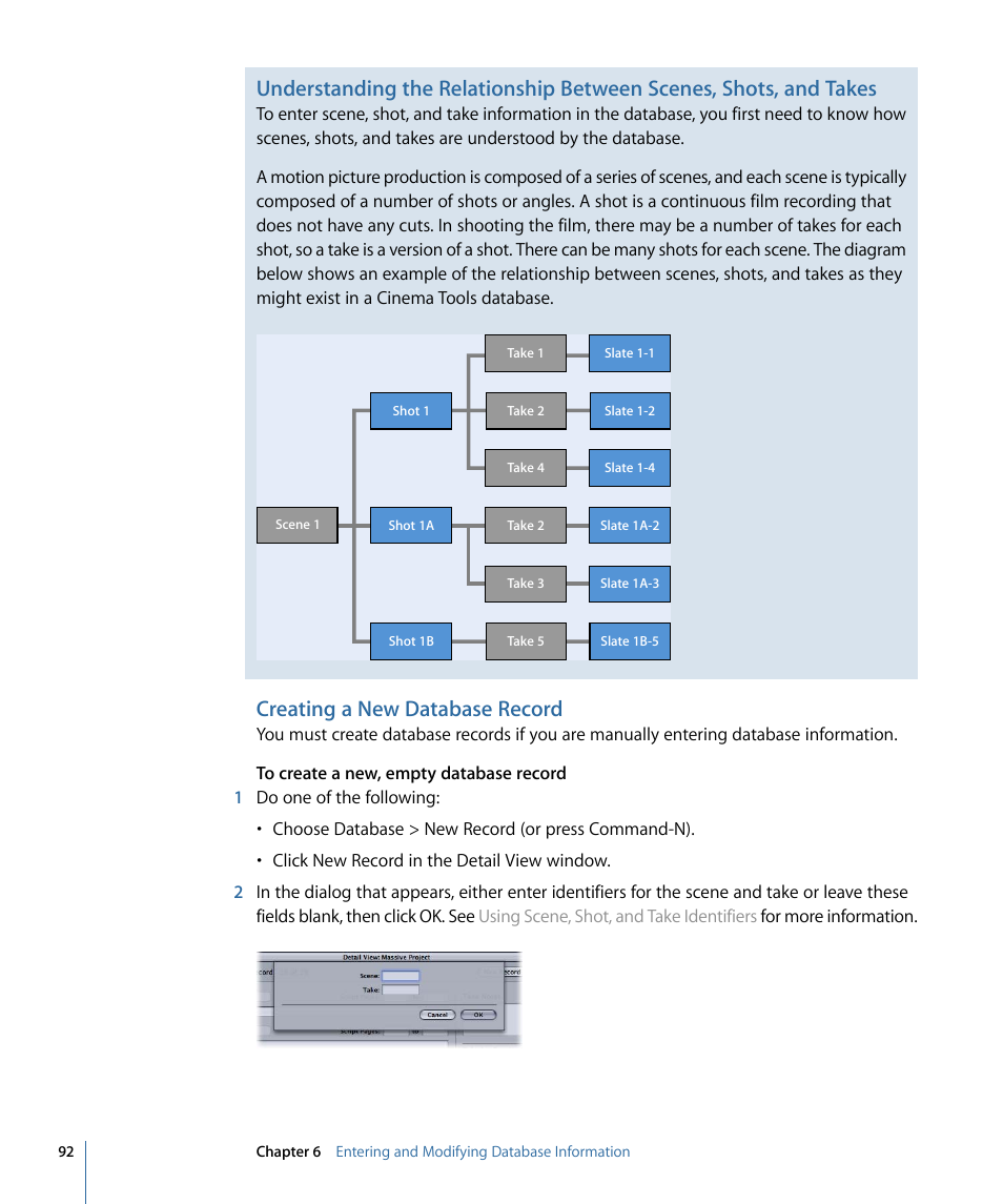 Creating a new database record | Apple Cinema Tools 4 User Manual | Page 92 / 258