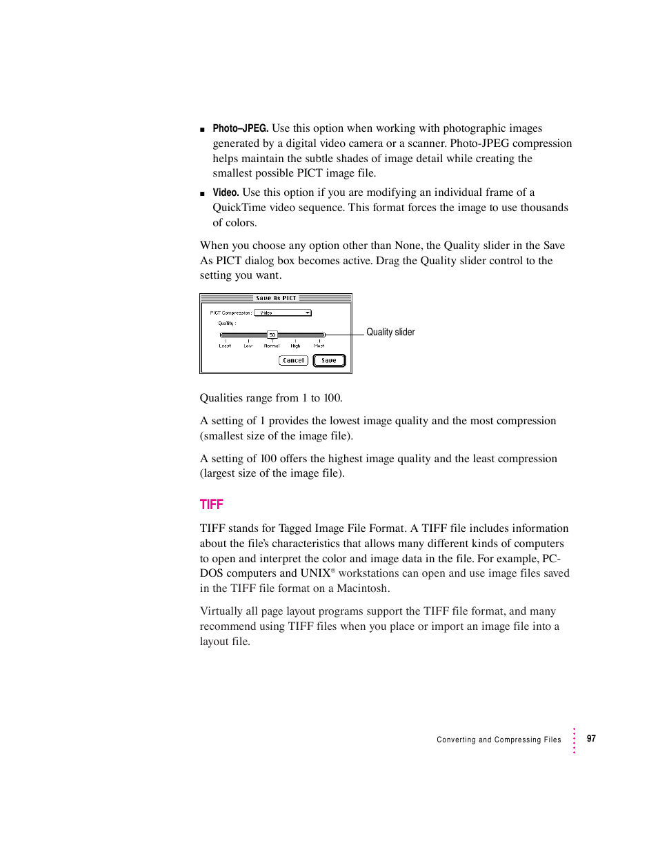 Tiff | Apple Macintosh PhotoFlash User Manual | Page 107 / 156