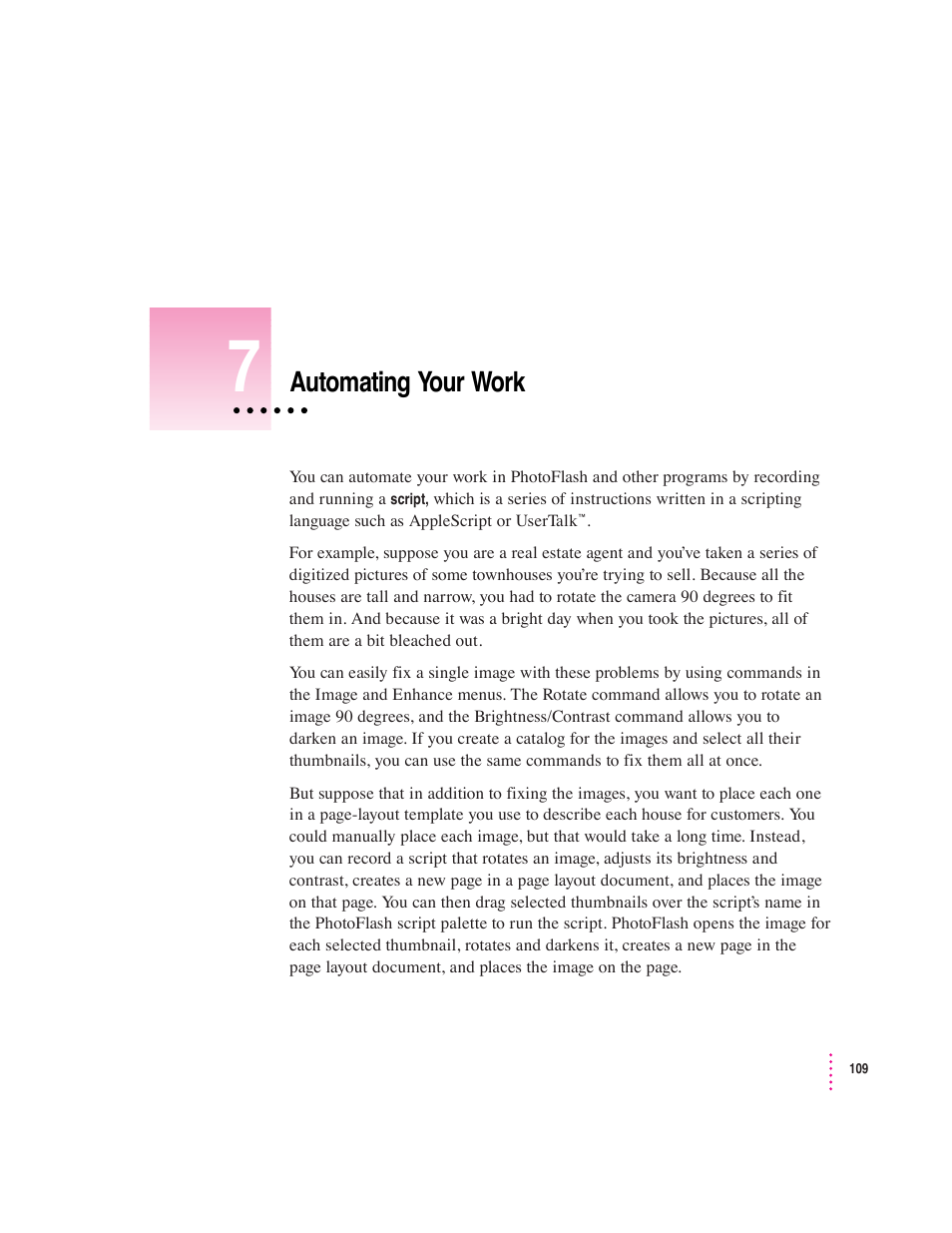 Automating your work | Apple Macintosh PhotoFlash User Manual | Page 119 / 156