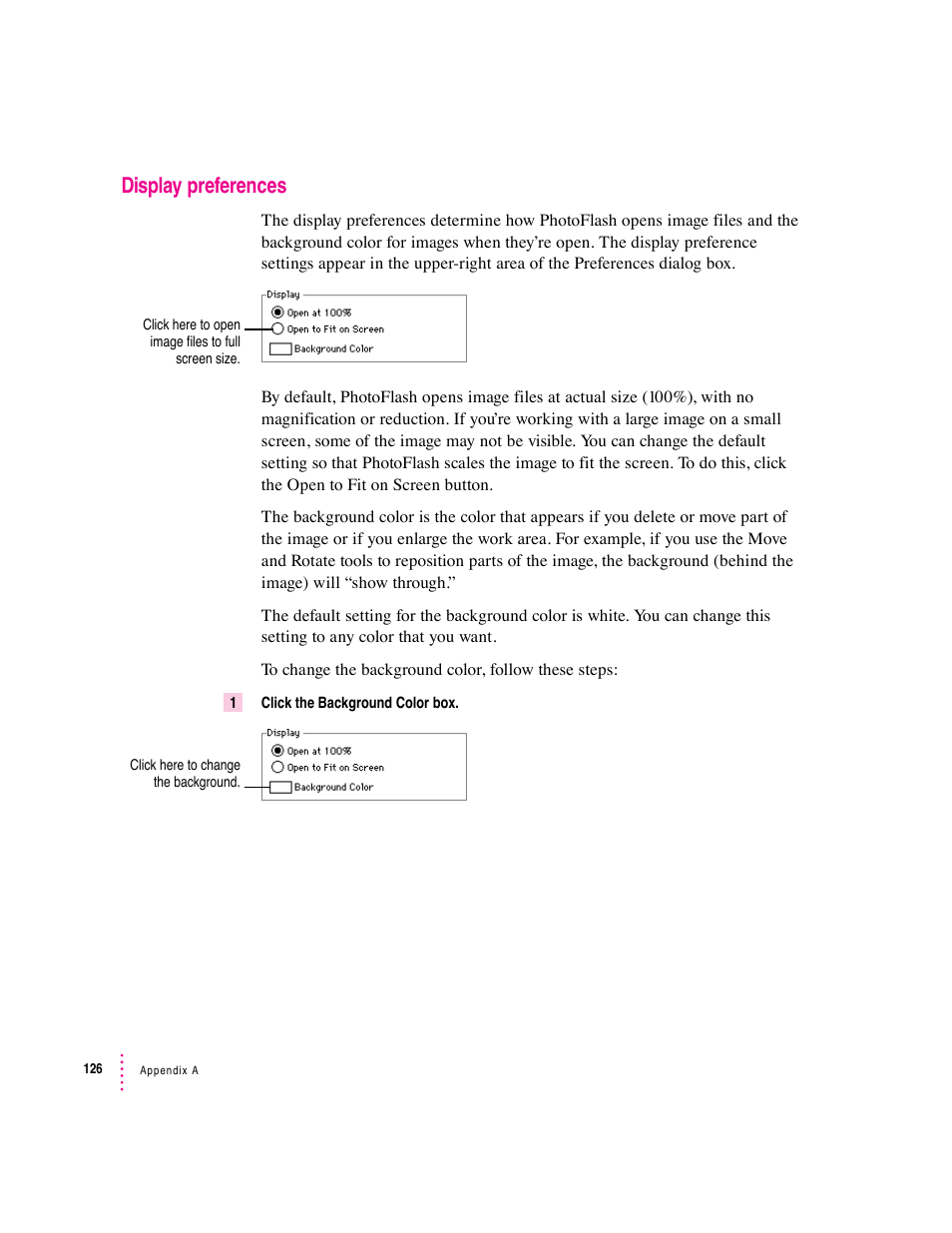 Display preferences | Apple Macintosh PhotoFlash User Manual | Page 136 / 156