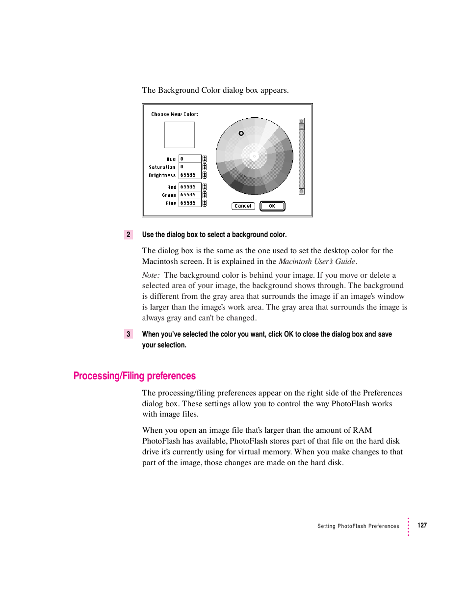 Processing/filing preferences | Apple Macintosh PhotoFlash User Manual | Page 137 / 156