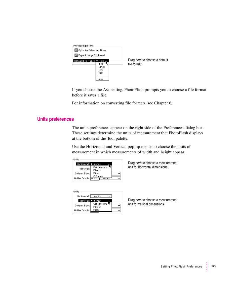 Units preferences | Apple Macintosh PhotoFlash User Manual | Page 139 / 156