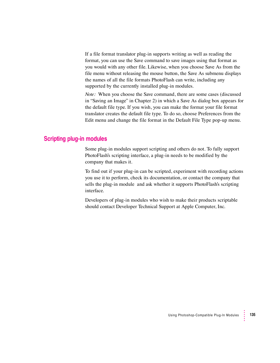 Scripting plug-in modules | Apple Macintosh PhotoFlash User Manual | Page 145 / 156