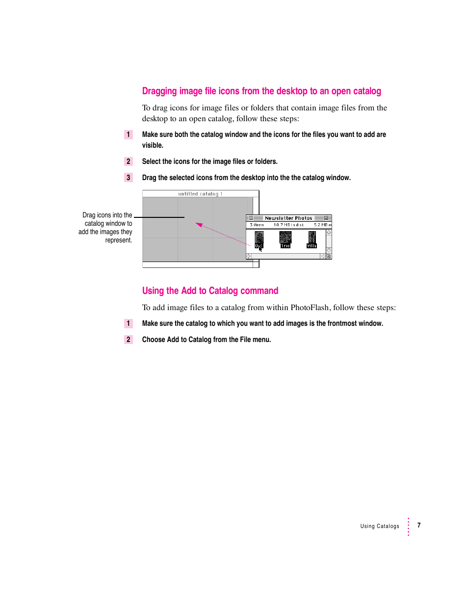 Using the add to catalog command | Apple Macintosh PhotoFlash User Manual | Page 18 / 156