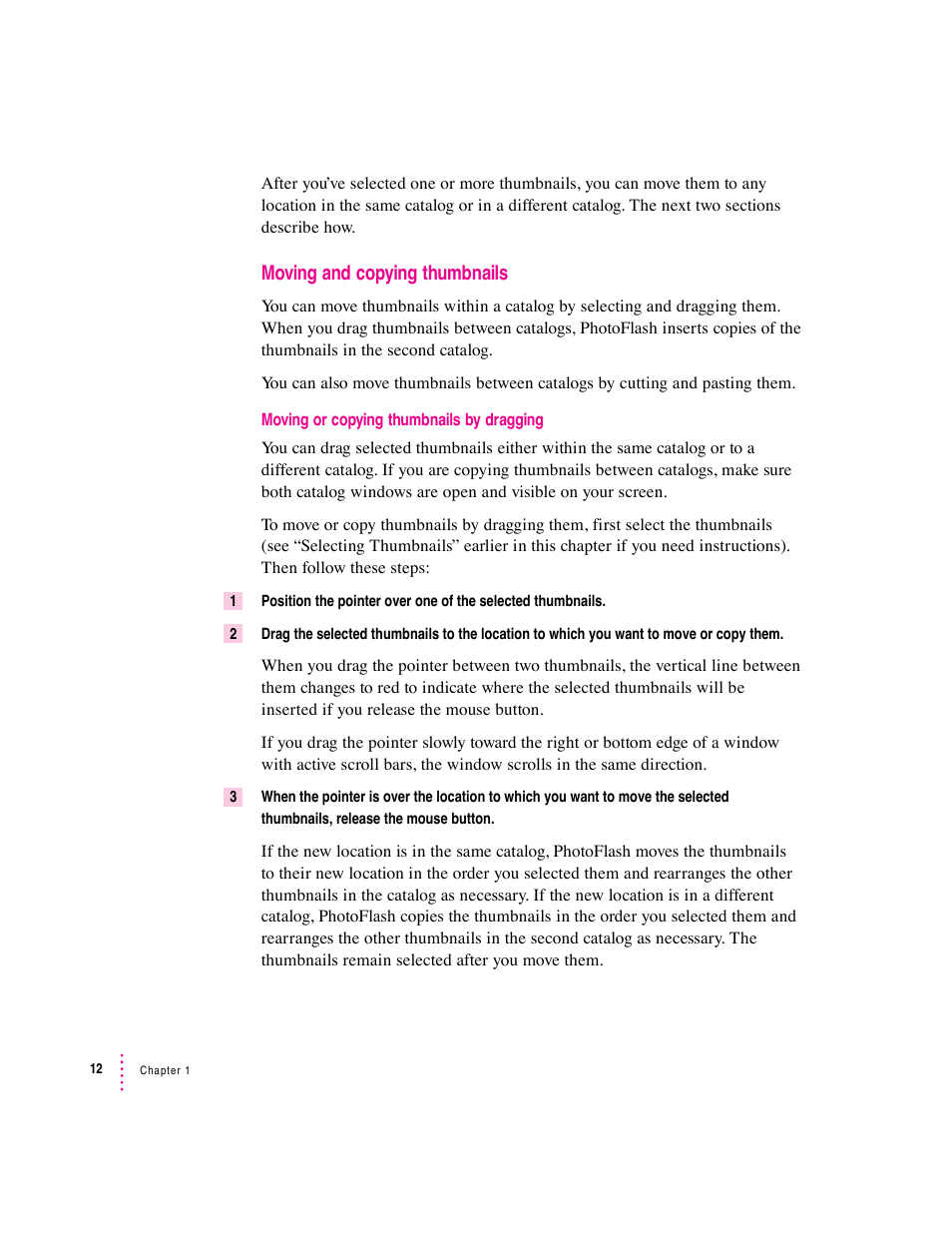 Moving and copying thumbnails | Apple Macintosh PhotoFlash User Manual | Page 23 / 156