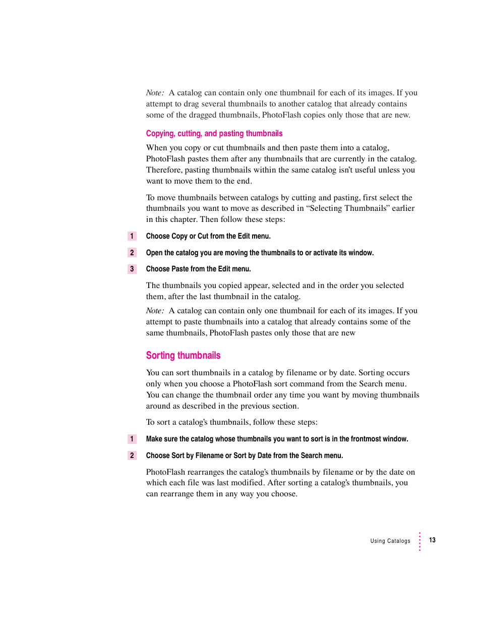 Sorting thumbnails | Apple Macintosh PhotoFlash User Manual | Page 24 / 156