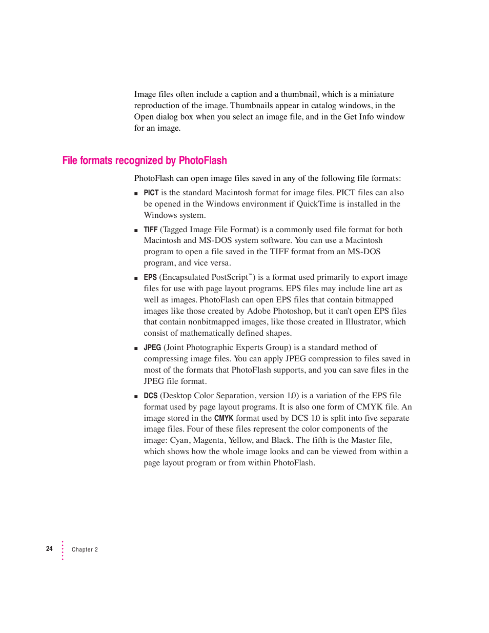 File formats recognized by photoflash | Apple Macintosh PhotoFlash User Manual | Page 35 / 156