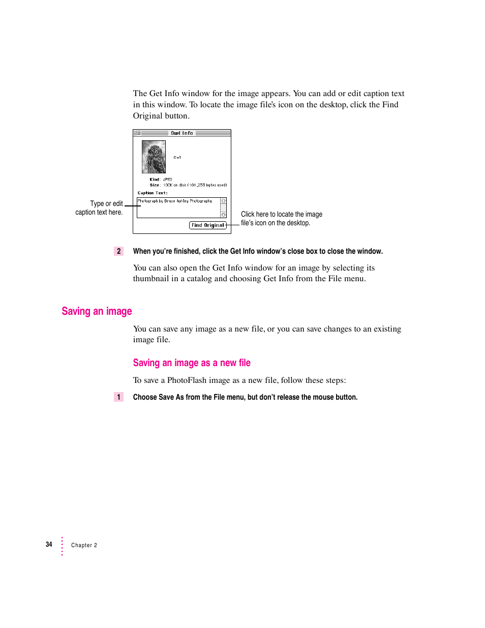 Saving an image, Saving an image as a new file | Apple Macintosh PhotoFlash User Manual | Page 45 / 156